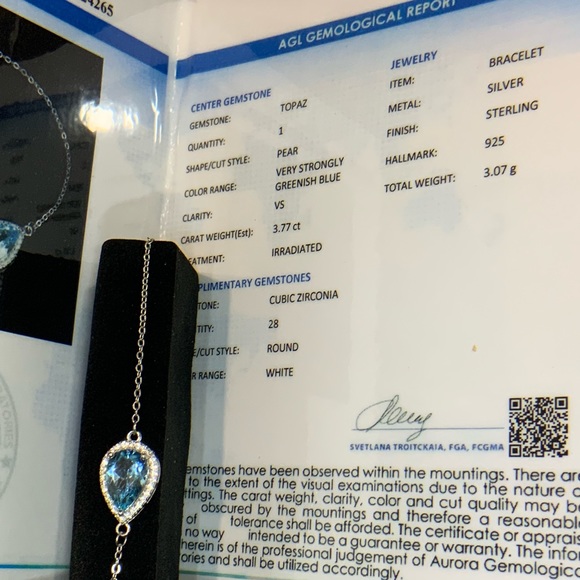 100% genuine and garanteed 3.77ct Swiss topaz bracelet. With certificate card. - Picture 4 of 4